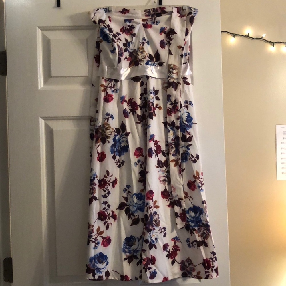 Floral white halter top dress